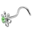 Sterling Silver Peridot Daisy Nose Ring Made with SWAROVSKI ELEMENTS