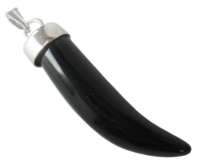 Lucky Gemstone Italian Horn Pendant In Black Onyx Lucky Gemstone Italian Horn Pendant In Black Onyx