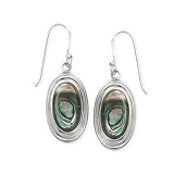 .925 Silver Oval Paua Shell Earrings