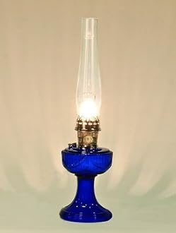 Aladdin Lincoln Drape Oil Lamp - Traditional Classic Indoor Oil or Kerosene Fuel Lamp, Bright White Light, Glass with Nickel Trim, Cobalt Blue