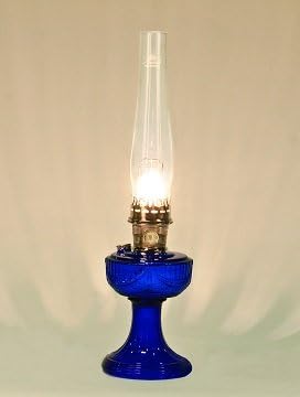 Aladdin Lincoln Drape Oil Lamp - Traditional Classic Indoor Oil or Kerosene Fuel Lamp, Bright White Light, Glass with Nickel Trim, Cobalt Blue