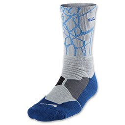 Men's Nike Lebron Hyper Elite Basketball Crew Socks Silver/deep Royal Blue Medium