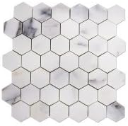 SGT White Gold 2" Hexagon Polished Marble Mosaic Tile - Lot of 20 Sheets
