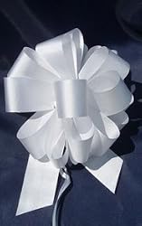 10 Pull String Bows - Gift Wrap Packaging - 5" 20 Loops - 1 1/4" - White