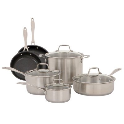Stainless Steel 10 Piece Cookware Set with Tri-Ply Base product image