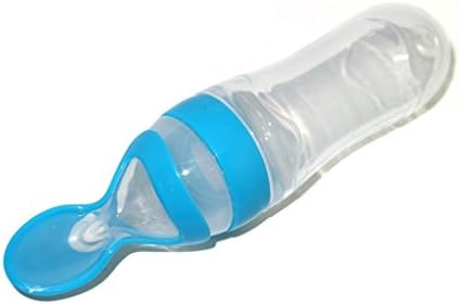xbeayun Infant Feeding Bottle With Spoon Silicon Extruding Silica Gel Easy Squeezy Spoon Food Squeeze Feeder Extrusion Feed