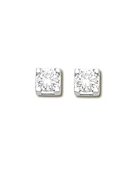 14K White Gold 0.5ct Destiny Square Peg Pronged Circle Diamond Stud Earrings