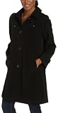 Liz Claiborne Women's Snaux Silk Single Breasted Button Front 3/4 Length Jacket With Hood