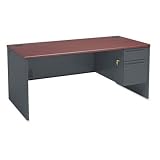 38000 Series Right Pedestal Desk, 3/4 Pedestal, Mahogany/Charcoal, 66 x 30 (HON38291RNS)