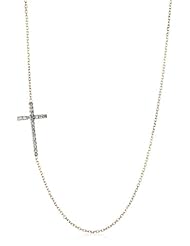 KC Designs "Faithfully Yours" 14k White and Yellow Gold, Diamond Side Cross Pendant Necklace, 18"