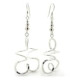 Long Looping Star Twisted Spirals Dangling Sterling Silver Earrings