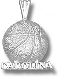 North Carolina Tar Heels Solid Sterling Silver ''CAROLINA'' Basketball Pendant