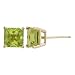 14k Yellow Gold 6mm Princess Cut Peridot 4-Prong Stud Earrings