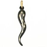 14k Gold Large Italian Horn Charm Lucky 29mm