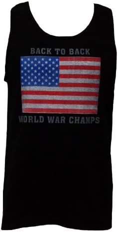 USA Back To Back World War Champs Mens Tank (Small, Distressed Black)