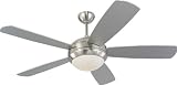 Monte Carlo 5DI52BSD-L Discus 52-Inch Contemporary Ceiling Fan with Light Kit and Five Silver Blades, Brushed Steel