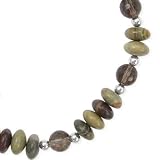 .925 Silver, Jasper & Faceted Smoky Quartz Necklace- 18 IN