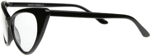 Vintage Inspired Fashion Mod Chic High Pointed Cateyes Cat Eye Glasses Sunglasses (Black Clear)
