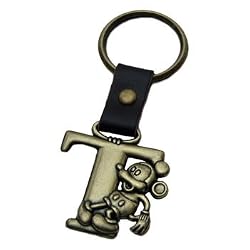 Mickey Mouse Letter T Brass Key Chain