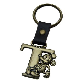 Mickey Mouse Letter T Brass Key Chain