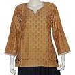 Women's Tunic Rust Top Kurti Clothing in India Embroidery Size M