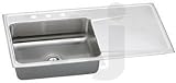 Elkay Lustertone Collection ILR4322L2 43 Drop-In Single Bowl Stainless Steel Sink with 18-Gauge, 7-5/8 Bowl Depth and Bowl Left Of Single Drainboard: 2 Holes