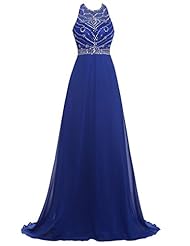  Cocktail Floor Length High-Neck Halter Sleeveless Beaded Sequined Lace Chiffon  Ball Gown Evening Dress/Homecoming Dress/Bridesmaid Dress/Pageant Dress/Prom Dress/Party Dress/Wedding Dress  with a Br