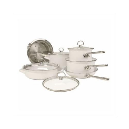 Chantal 10 Piece EnamelonSteel Cookware Set, White Glossy