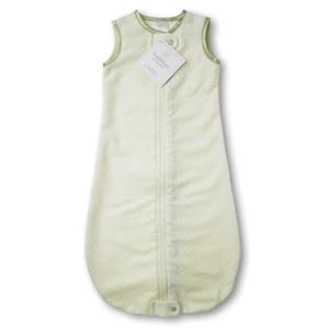 SwaddleDesigns Cotton Flannel zzZipMe Sack - Lt Kiwi with Kiwi Polka Dots (3-6 Months)