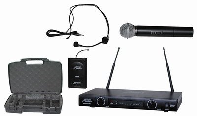 Audio2000'S UHF, 2-Channel Wireless System With One Handheld and One Headset Transmitters AWM6012UX