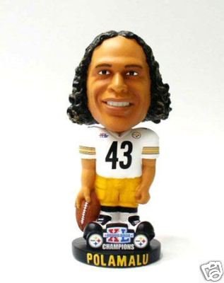 SUPER BOWL XL CHAMP PITTSBURGH STEELERS RARE POLAMALU KNUCKLEHEAD Bobblehead