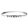Sterling Silver and 14k Gold Blue and White Sapphire Bangle Bracelet