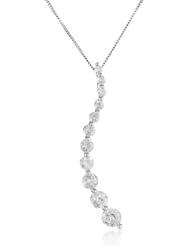 10k White Gold Diamond Journey Pendant Necklace (1 cttw, I-J Color, I3 Clarity), 18"