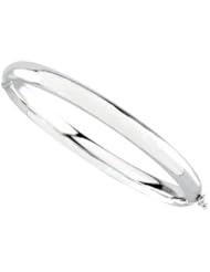 Hinged Polished Bangle Bracelet - 6.5mm 14K White Gold