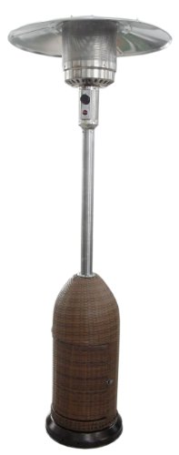 Tall Outdoor Patio Heater with Wicker Barrel
