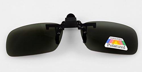 Polarized Polarised Clip on Sunglasses Lens Reduce Glare and Protect From UVA and UVB Rays. (Dark green, Large: Lens 60 mm long x 38 mm high)