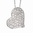 14k White Gold & Pave' Diamond Wavy Heart Pendant Necklace-18" (1.12ctw)