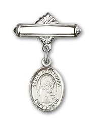 Sterling Silver Baby Badge with St. Apollonia Charm and Polished Badge Pin