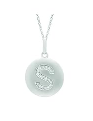 Sterling silver 0.08ct TDW Diamond Round Initial S Disc Pendant (H-I, I2-I3)