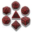 Q-Workshop Polyhedral 7-Die Set: Carved Skull Dice Set (Red and Black)