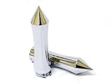 Motorcycle Spiked Chrome Hand Handlebar Grips Grip Custom High Quality Chrome Billet Grips Fits Cruisers, Choppers, Harley Davidson, Suzuki, Kawasaki, Yamaha, Honda, Metric Motor Bikes, Hogs with 1