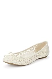 Bow Crochet Lace Ballerina Pumps