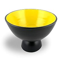 Contemporary Pottery Pedestal Bowl in Lemon Yellow, 10"
