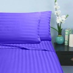 Hotel Collection 4 Piece Attached with Fitted Sheet Waterbed Sheet Set 1400 Thread Count Super Single 100% Microfiber Purple Stripe by Global Fabrics
