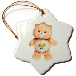 Peach Care Bear, Carebears - 3 Inch Snowflake Porcelain Ornament