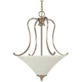 Thomas Lighting SL8705-68 Trillium - Three Light Pendant, Burnished Bronze Finish with Swirl Alabaster Glass