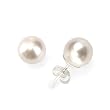 Olive n Figs Sterling Silver and Genuine Swarovski Crystal Pearl Stud Earring - White (8mm)