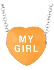 Genuine IceCarats Designer Jewelry Gift Sterling Silver 16" Sweethearts Necklace W/Box. 11X14 Mm Sweethearts Orange Enamel My Girl 16 Inch Necklace W/Box 16" Sweethearts Necklace W/Box In Sterling Silver