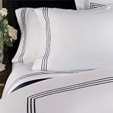 Hotel Collection 300TC Single-Ply Sateen Sheet Set, King, Navy