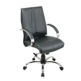 Deluxe Mid Back Executive Leather Chair with Chrome Base and Padded Chrome Arms Fabric: White Top Grain Leather